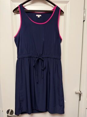 GAP Navy Sleeveless Dress with Hot Pink Trim